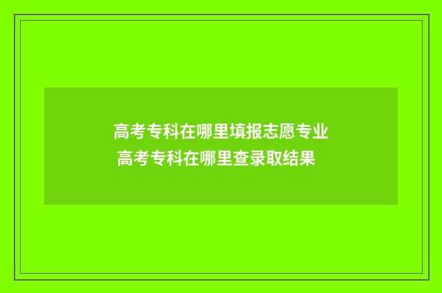 高考专科在哪里填报志愿专业 高考专科在哪里查录取结果