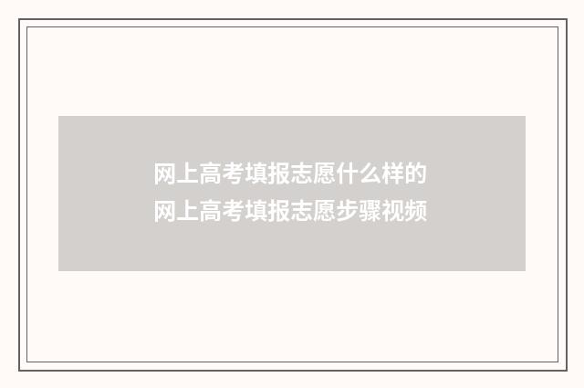 网上高考填报志愿什么样的 网上高考填报志愿步骤视频
