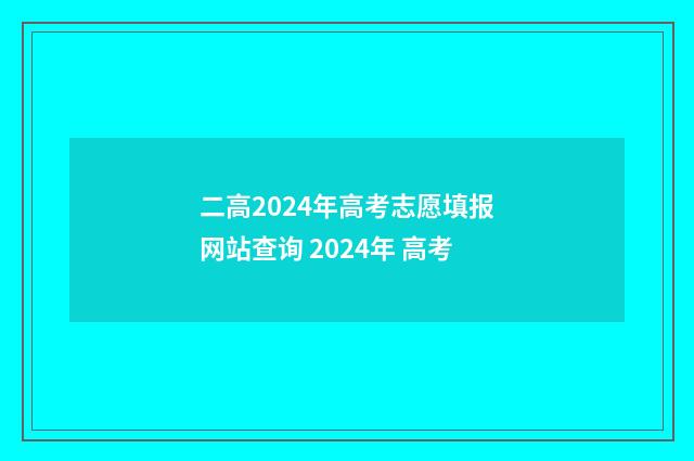 二高2024年高考志愿填报网站查询 2024年 高考