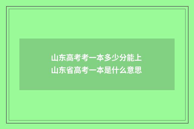山东高考考一本多少分能上 山东省高考一本是什么意思