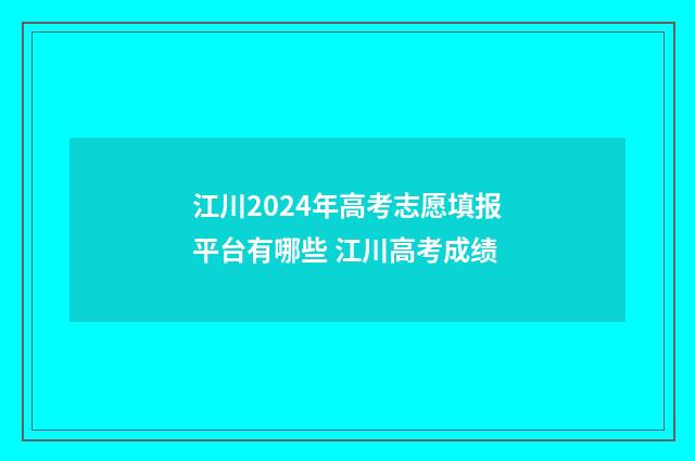 江川2024年高考志愿填报平台有哪些 江川高考成绩