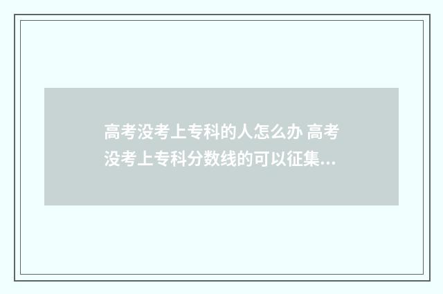 高考没考上专科的人怎么办 高考没考上专科分数线的可以征集吗?
