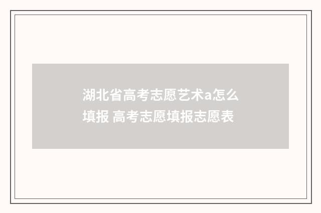 湖北省高考志愿艺术a怎么填报 高考志愿填报志愿表