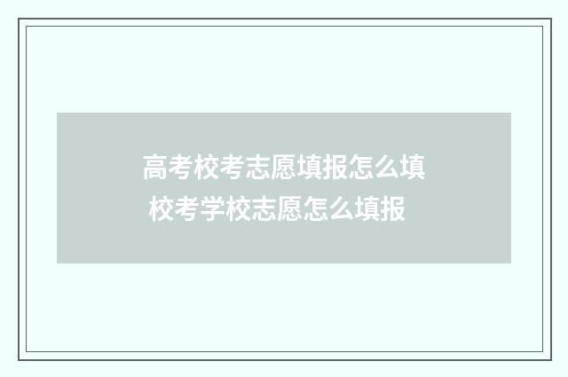 高考校考志愿填报怎么填 校考学校志愿怎么填报