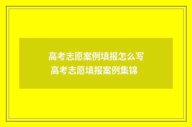 高考志愿案例填报怎么写 高考志愿填报案例集锦