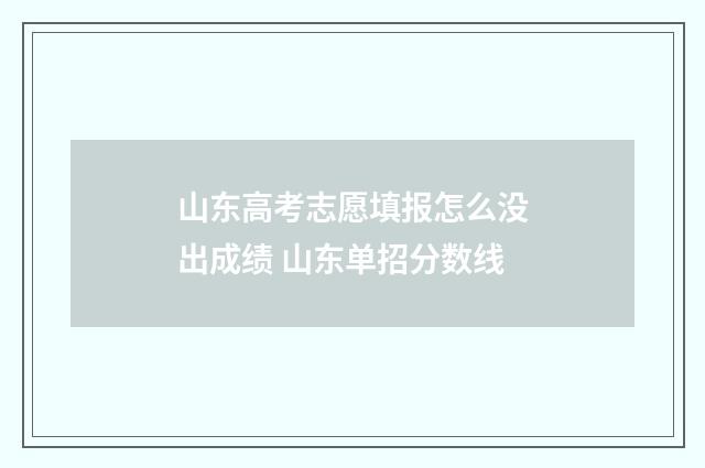 山东高考志愿填报怎么没出成绩 山东单招分数线