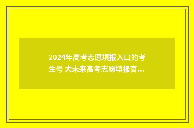 2024年高考志愿填报入口的考生号 大未来高考志愿填报官网
