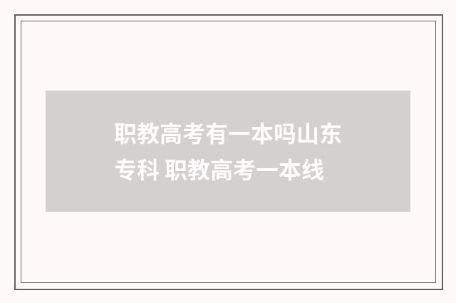职教高考有一本吗山东专科 职教高考一本线