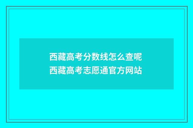 西藏高考分数线怎么查呢 西藏高考志愿通官方网站