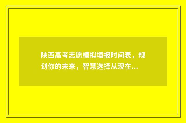 陕西高考志愿模拟填报时间表,规划你的未来,智慧选择从现在开始! 陕西高考志愿模拟填报系统官网入口