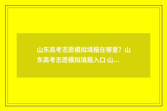 山东高考志愿模拟填报在哪里?山东高考志愿模拟填报入口 山东高考志愿模式