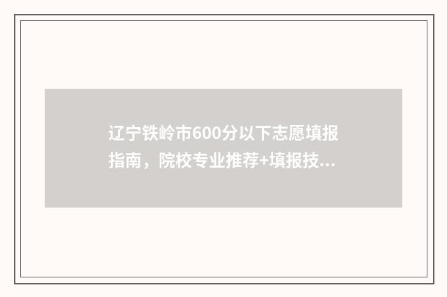 辽宁铁岭市600分以下志愿填报指南，院校专业推荐+填报技巧 铁岭高考成绩2020状元