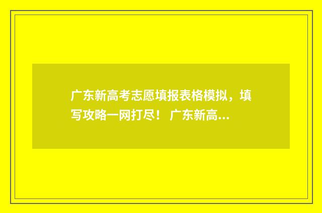 广东新高考志愿填报表格模拟，填写攻略一网打尽！ 广东新高考志愿能填多少个