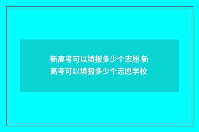 新高考可以填报多少个志愿 新高考可以填报多少个志愿学校