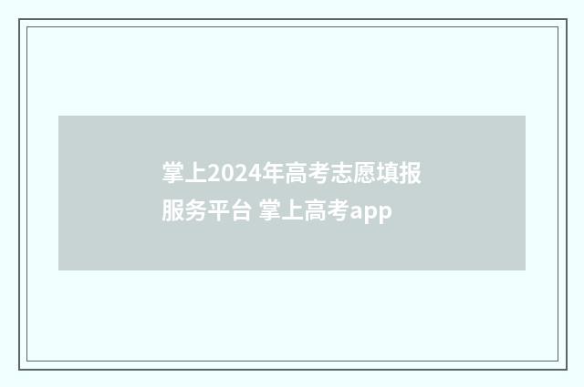 掌上2024年高考志愿填报服务平台 掌上高考app