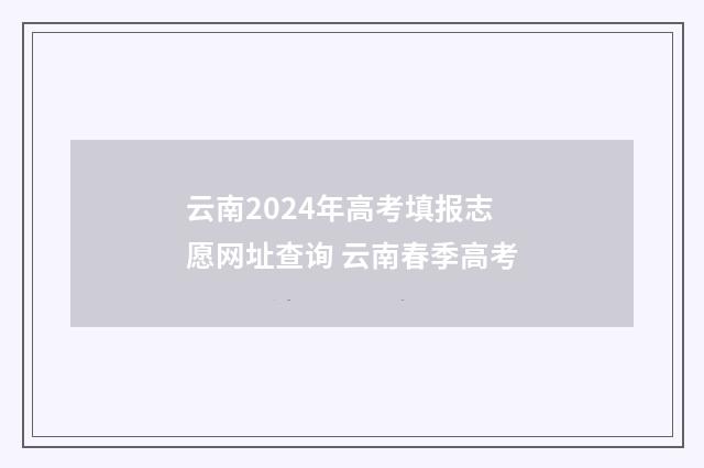 云南2024年高考填报志愿网址查询 云南春季高考