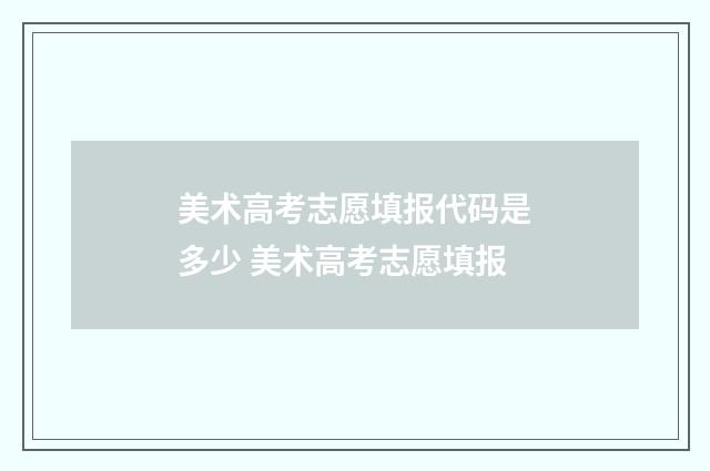 美术高考志愿填报代码是多少 美术高考志愿填报