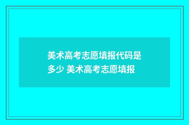 美术高考志愿填报代码是多少 美术高考志愿填报