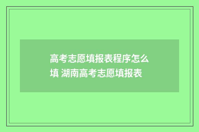 高考志愿填报表程序怎么填 湖南高考志愿填报表