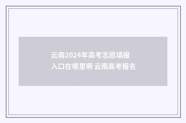 云南2024年高考志愿填报入口在哪里啊 云南高考报名