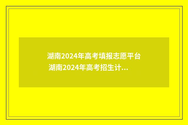 湖南2024年高考填报志愿平台 湖南2024年高考招生计划