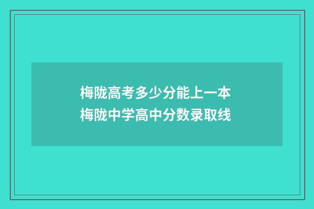 梅陇高考多少分能上一本 梅陇中学高中分数录取线