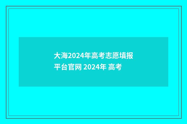 大海2024年高考志愿填报平台官网 2024年 高考