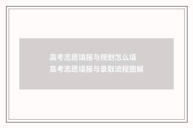 高考志愿填报与规划怎么填 高考志愿填报与录取流程图解