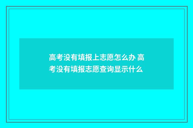 高考没有填报上志愿怎么办 高考没有填报志愿查询显示什么