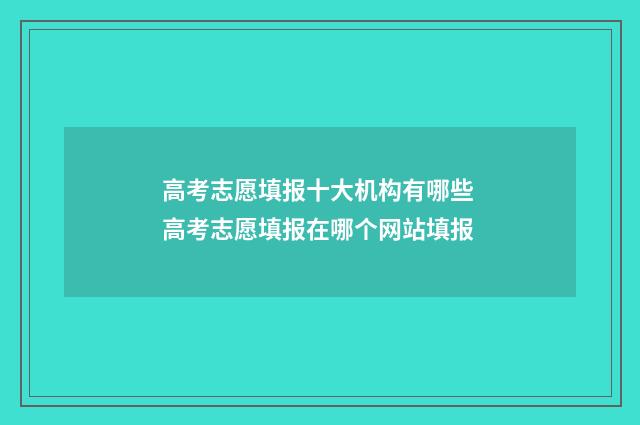 高考志愿填报十大机构有哪些 高考志愿填报在哪个网站填报
