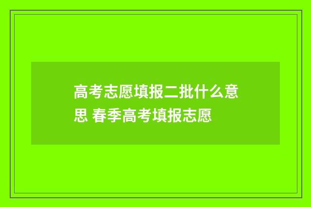 高考志愿填报二批什么意思 春季高考填报志愿