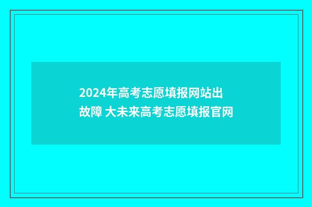 2024年高考志愿填报网站出故障 大未来高考志愿填报官网