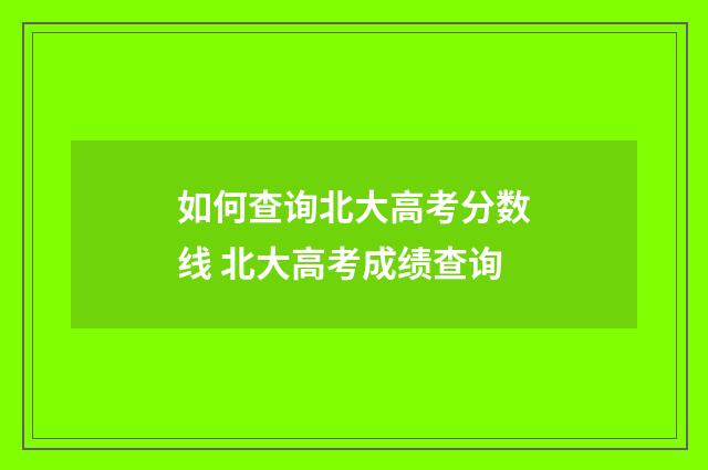 如何查询北大高考分数线 北大高考成绩查询