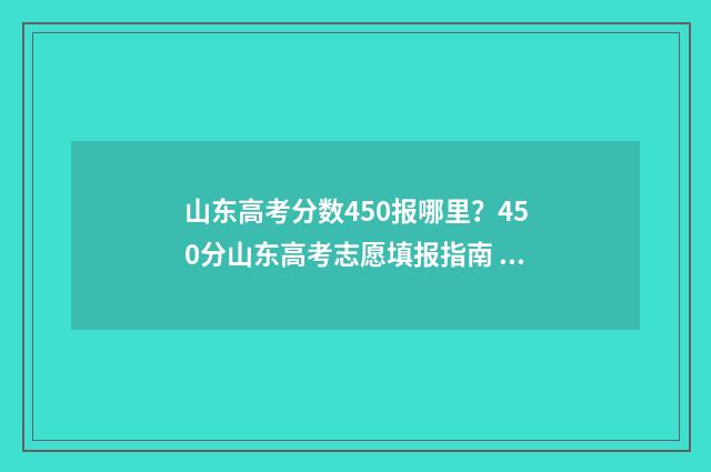 山东高考分数450报哪里？450分山东高考志愿填报指南 山东高考分数450想报美术到什么大学好