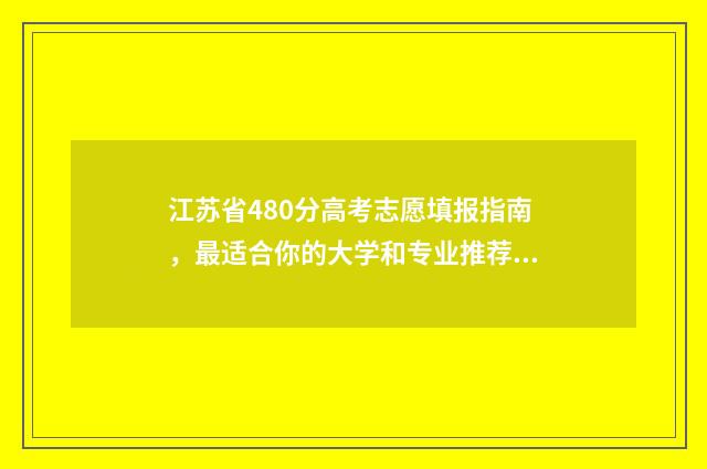 江苏省480分高考志愿填报指南，最适合你的大学和专业推荐 2021江苏高考480分算什么水平