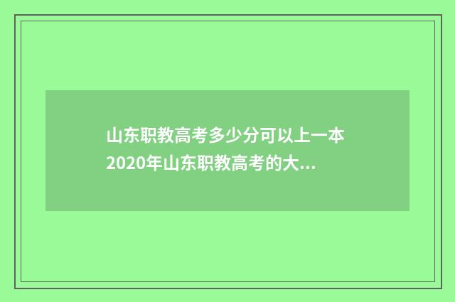 山东职教高考多少分可以上一本 2020年山东职教高考的大学