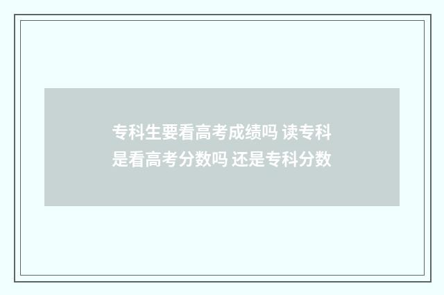 专科生要看高考成绩吗 读专科是看高考分数吗 还是专科分数