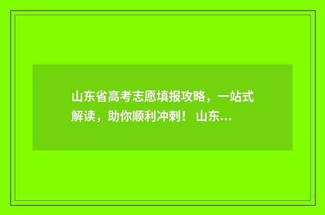 山东省高考志愿填报攻略，一站式解读，助你顺利冲刺！ 山东单招分数线