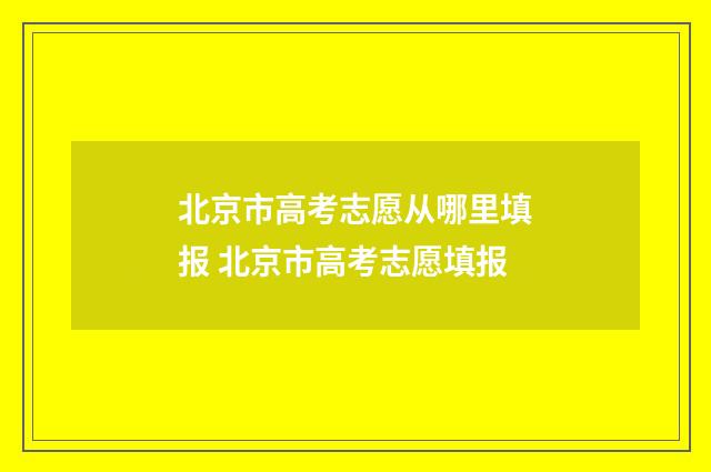 北京市高考志愿从哪里填报 北京市高考志愿填报