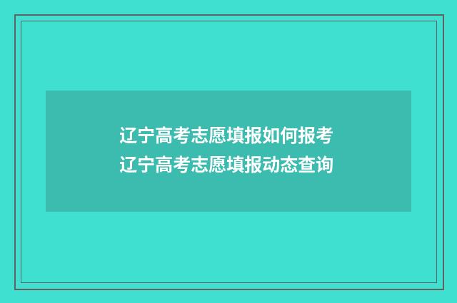 辽宁高考志愿填报如何报考 辽宁高考志愿填报动态查询