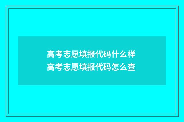 高考志愿填报代码什么样 高考志愿填报代码怎么查