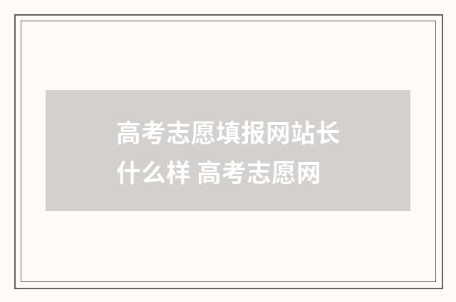 高考志愿填报网站长什么样 高考志愿网