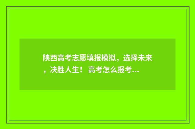 陕西高考志愿填报模拟，选择未来，决胜人生！ 高考怎么报考志愿