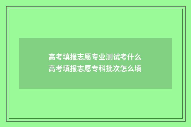 高考填报志愿专业测试考什么 高考填报志愿专科批次怎么填