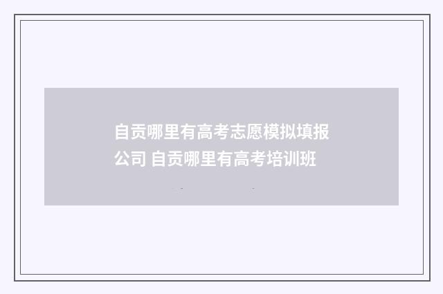 自贡哪里有高考志愿模拟填报公司 自贡哪里有高考培训班