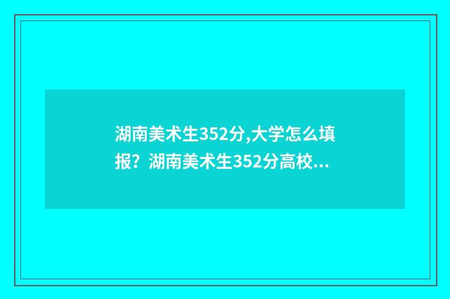 湖南美术生352分,大学怎么填报？湖南美术生352分高校推荐 湖南美术生录取率
