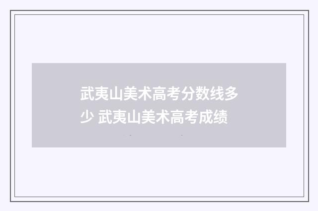武夷山美术高考分数线多少 武夷山美术高考成绩