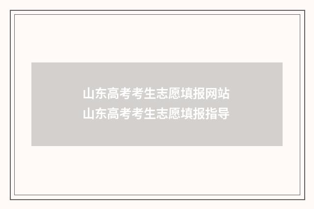 山东高考考生志愿填报网站 山东高考考生志愿填报指导