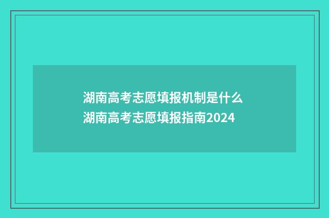 湖南高考志愿填报机制是什么 湖南高考志愿填报指南2024