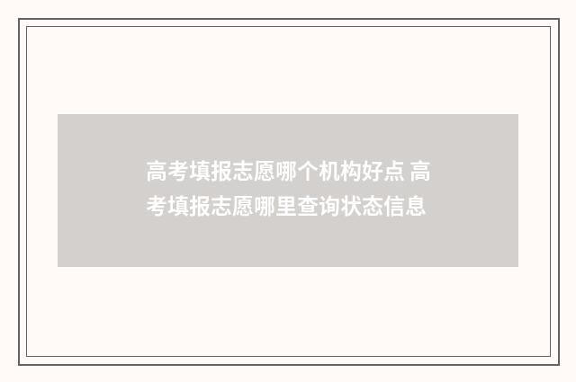 高考填报志愿哪个机构好点 高考填报志愿哪里查询状态信息